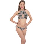 Floral Flower Spring Rose Watercolor Wreath Cross Front Halter Bikini Set