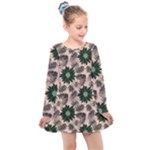 Floral Flower Spring Rose Watercolor Wreath Kids  Long Sleeve Dress