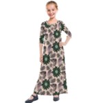 Floral Flower Spring Rose Watercolor Wreath Kids  Quarter Sleeve Maxi Dress