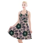 Floral Flower Spring Rose Watercolor Wreath Halter Party Swing Dress 