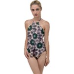 Floral Flower Spring Rose Watercolor Wreath Go with the Flow One Piece Swimsuit