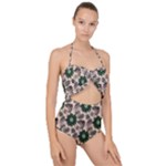 Floral Flower Spring Rose Watercolor Wreath Scallop Top Cut Out Swimsuit