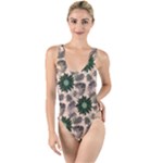 Floral Flower Spring Rose Watercolor Wreath High Leg Strappy Swimsuit