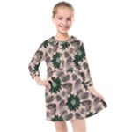 Floral Flower Spring Rose Watercolor Wreath Kids  Quarter Sleeve Shirt Dress