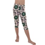 Floral Flower Spring Rose Watercolor Wreath Kids  Lightweight Velour Capri Leggings 