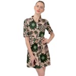 Floral Flower Spring Rose Watercolor Wreath Belted Shirt Dress