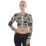 Floral Flower Spring Rose Watercolor Wreath Long Sleeve Cropped Velvet Jacket