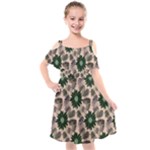 Floral Flower Spring Rose Watercolor Wreath Kids  Cut Out Shoulders Chiffon Dress