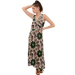 Floral Flower Spring Rose Watercolor Wreath V-Neck Chiffon Maxi Dress