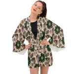 Floral Flower Spring Rose Watercolor Wreath Long Sleeve Kimono