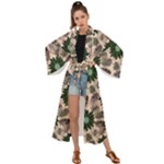 Floral Flower Spring Rose Watercolor Wreath Maxi Kimono