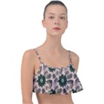 Floral Flower Spring Rose Watercolor Wreath Frill Bikini Top