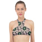 Floral Flower Spring Rose Watercolor Wreath High Neck Bikini Top