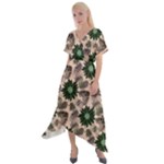 Floral Flower Spring Rose Watercolor Wreath Cross Front Sharkbite Hem Maxi Dress