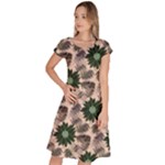 Floral Flower Spring Rose Watercolor Wreath Classic Short Sleeve Dress