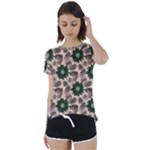 Floral Flower Spring Rose Watercolor Wreath Short Sleeve Open Back Tee