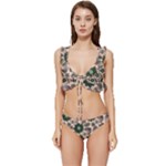 Floral Flower Spring Rose Watercolor Wreath Low Cut Ruffle Edge Bikini Set