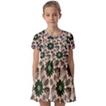 Floral Flower Spring Rose Watercolor Wreath Kids  Short Sleeve Pinafore Style Dress