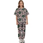 Floral Flower Spring Rose Watercolor Wreath Kids  Tee and Pants Sports Set