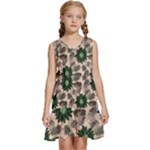 Floral Flower Spring Rose Watercolor Wreath Kids  Sleeveless Tiered Mini Dress