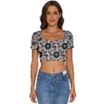 Floral Flower Spring Rose Watercolor Wreath Short Sleeve Square Neckline Crop Top 