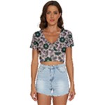 Floral Flower Spring Rose Watercolor Wreath V-Neck Crop Top