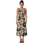 Floral Flower Spring Rose Watercolor Wreath Tie-Strap Tiered Midi Chiffon Dress