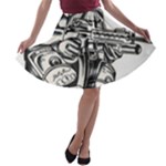 Scarface Movie Traditional Tattoo A-line Skater Skirt