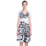 Scarface Movie Traditional Tattoo Short Sleeve Front Wrap Dress