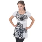 Scarface Movie Traditional Tattoo Puff Sleeve Tunic Top