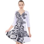 Scarface Movie Traditional Tattoo Quarter Sleeve Front Wrap Dress