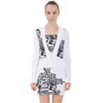 Scarface Movie Traditional Tattoo V-neck Bodycon Long Sleeve Dress