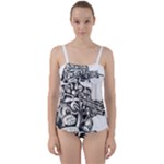 Scarface Movie Traditional Tattoo Twist Front Tankini Set