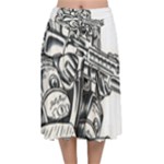 Scarface Movie Traditional Tattoo Velvet Flared Midi Skirt