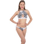 Scarface Movie Traditional Tattoo Cross Front Halter Bikini Set