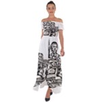 Scarface Movie Traditional Tattoo Off Shoulder Open Front Chiffon Dress