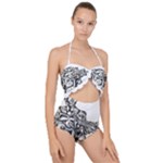 Scarface Movie Traditional Tattoo Scallop Top Cut Out Swimsuit