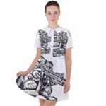 Scarface Movie Traditional Tattoo Short Sleeve Shoulder Cut Out Dress 