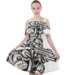 Scarface Movie Traditional Tattoo Cut Out Shoulders Chiffon Dress