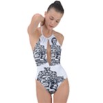 Scarface Movie Traditional Tattoo Plunge Cut Halter Swimsuit