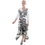 Scarface Movie Traditional Tattoo Quarter Sleeve Wrap Front Maxi Dress