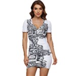 Scarface Movie Traditional Tattoo Low Cut Cap Sleeve Mini Dress