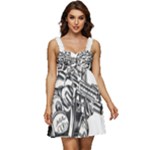 Scarface Movie Traditional Tattoo Ruffle Strap Babydoll Chiffon Dress