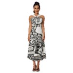 Scarface Movie Traditional Tattoo Sleeveless Cross Front Cocktail Midi Chiffon Dress