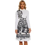 Scarface Movie Traditional Tattoo Long Sleeve Shirt Collar A-Line Dress