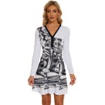 Scarface Movie Traditional Tattoo Long Sleeve Deep V Mini Dress 