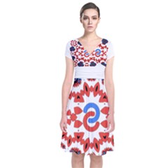 Short Sleeve Front Wrap Dress 