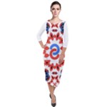 IM Fourth Dimension ADKPS Quarter Sleeve Midi Velour Bodycon Dress