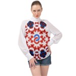 IM Fourth Dimension ADKPS High Neck Long Sleeve Chiffon Top