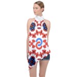 IM Fourth Dimension ADKPS Halter Asymmetric Satin Top